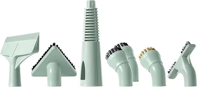 Newbealer 7 Pieces Brush Heads, Mop Parts for All-in-1 Steam Mop NB602N | Triangle, Brass, Gap, Nylon Brushes, Steam Jet Nozzle and Squeegee, Replacement Accessories 7pcs