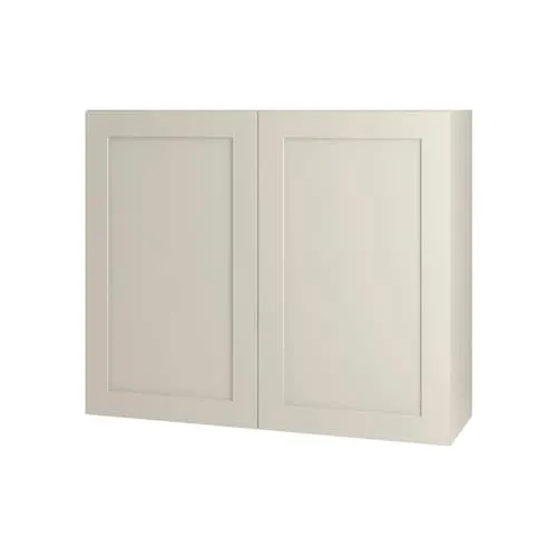 Thomasville Nouveau Rhett 36-inch W x 30-inch H x 11.75-inch D Shaker Style Assembled Kitchen Wall Cabinet/Cupboard in Mortar Light Grey with Adjustable Shelves (W3630)