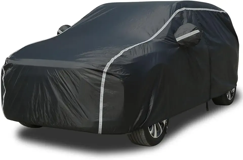 Car Cover Waterproof All Weather SUV - Coverado Black Car Cover UV Protection with Zipper Door, Cotton Backing Snowproof Hail Protection Windproof, Universal Fit for SUV (206"-215")