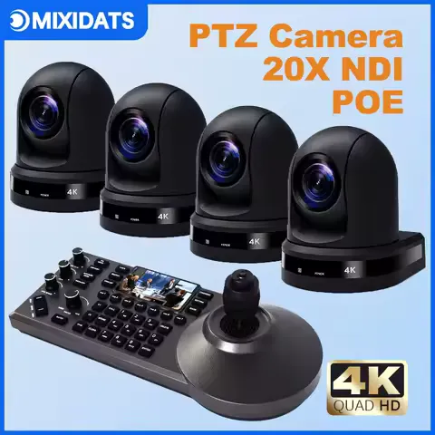4K NDI PTZ Camera 1-10pcs 20X Zoom Video Conference Camera for Church Business Meeting Optional 1 controller keyboard kit