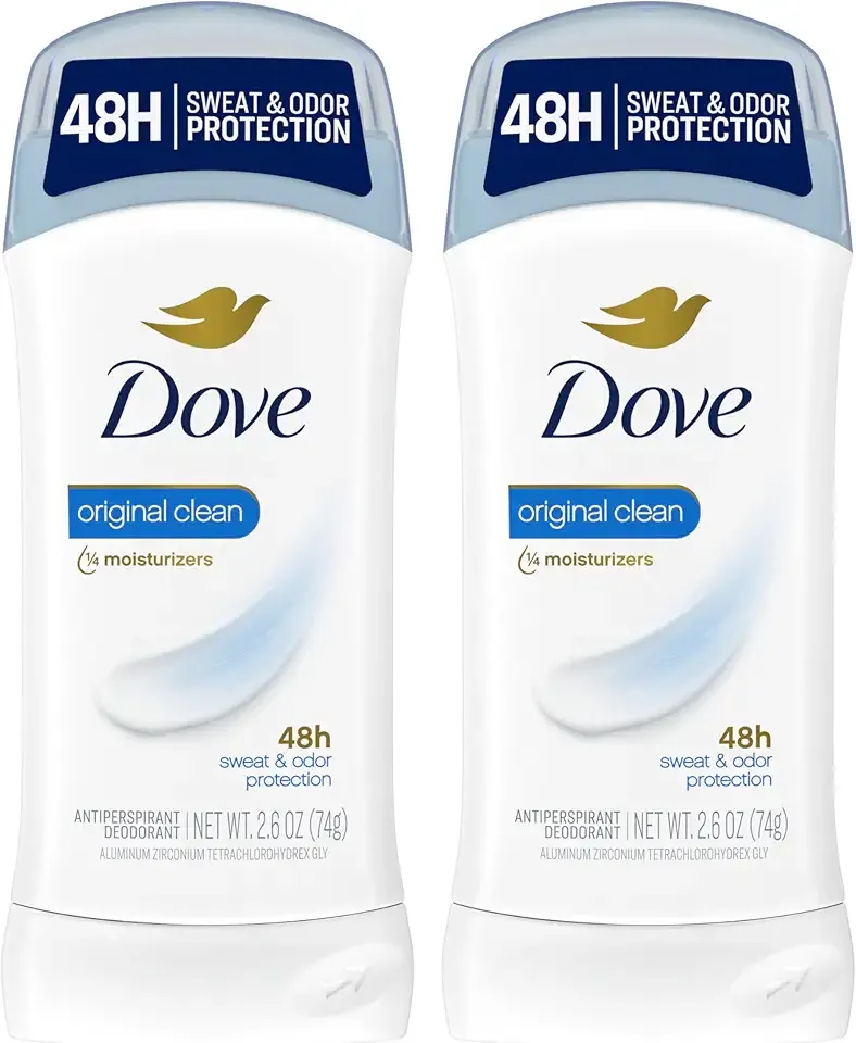 Dove Invisible Solid Antiperspirant Deodorant Stick 2 Count Original Clean, for Women, For All Day Underarm Sweat & Odor Protection 2.6 oz