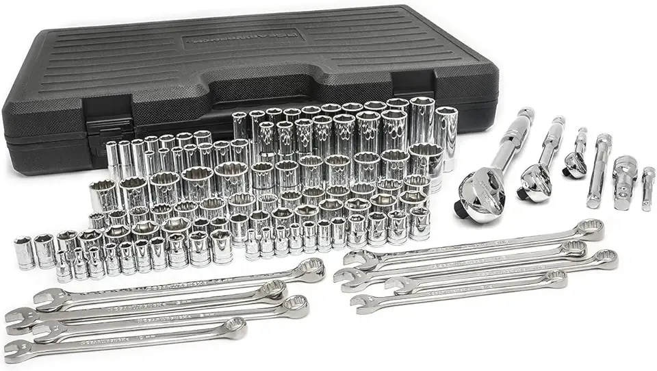 GEARWRENCH 110 Pc. 1/4", 3/8" & 1/2" Drive 6 & 12 Pt. Mechanics Tool Set, Standard & Deep, SAE/Metric - 89058