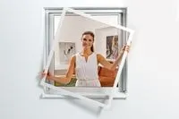 Flächenbündiger Aluminium-Fliegengitter-Bausatz "Compact", 130 x 150 cm weiß
