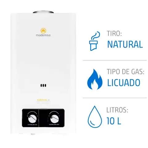Calefont Gas Licuado 10 Litros Tiro Natural Ionizado