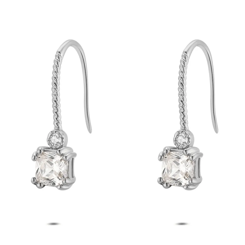 Oorbellen in zilver, met zirkonia