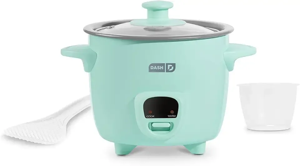 Dash Mini Rice Cooker, 2-Cup Removable Ceramic Nonstick Pot, Aqua