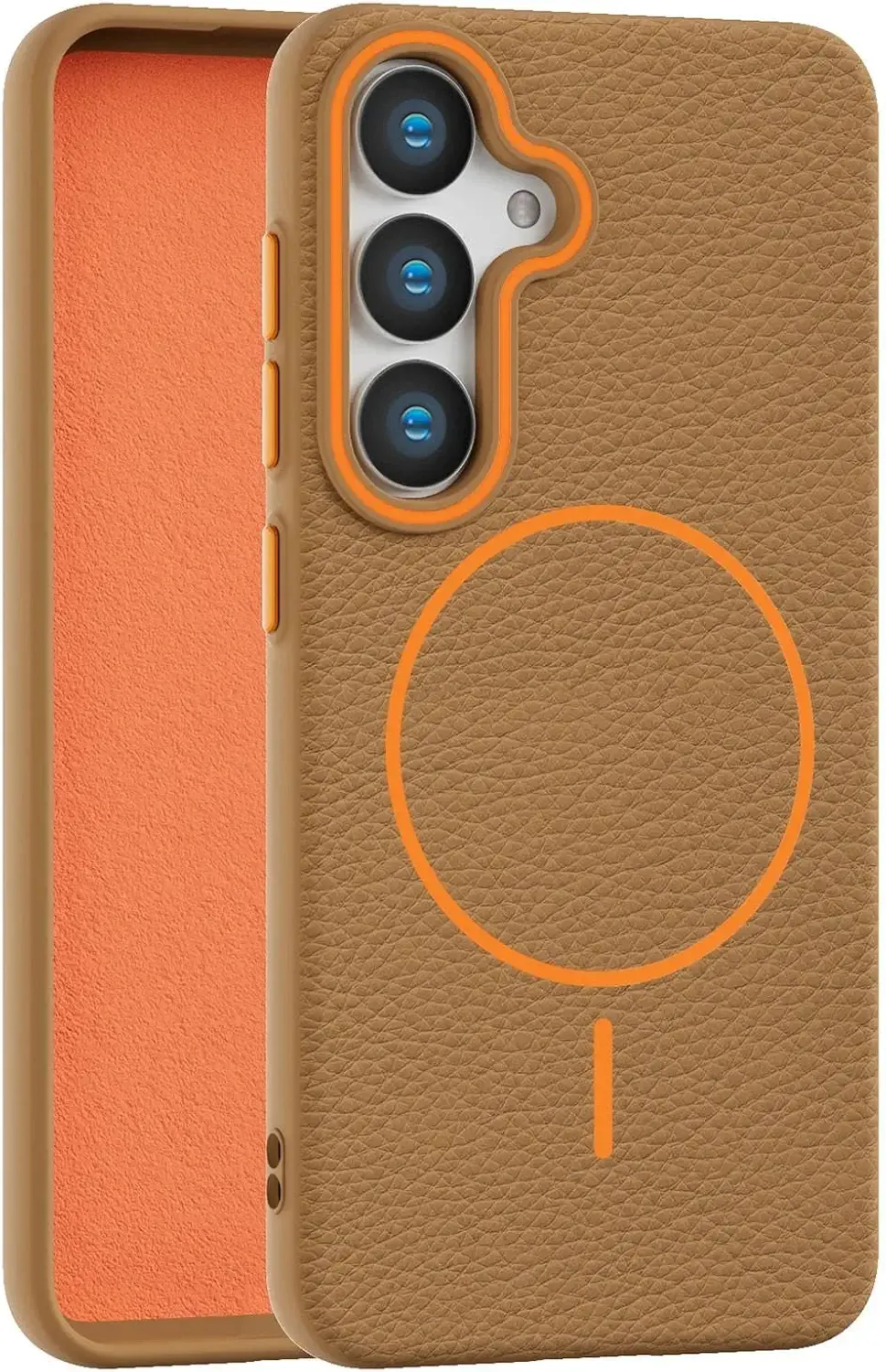 Callyue for Samsung Galaxy S24 Case Brown, [Compatible with Magsafe], Soft Non-Slip Shockproof Protective Bumper Cover for Samsung S24