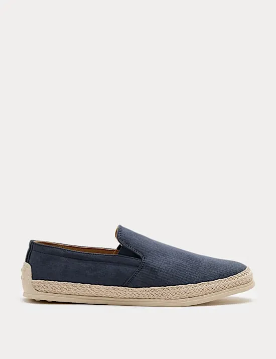 Espadrilles aus strukturiertem Canvas mit Juterand