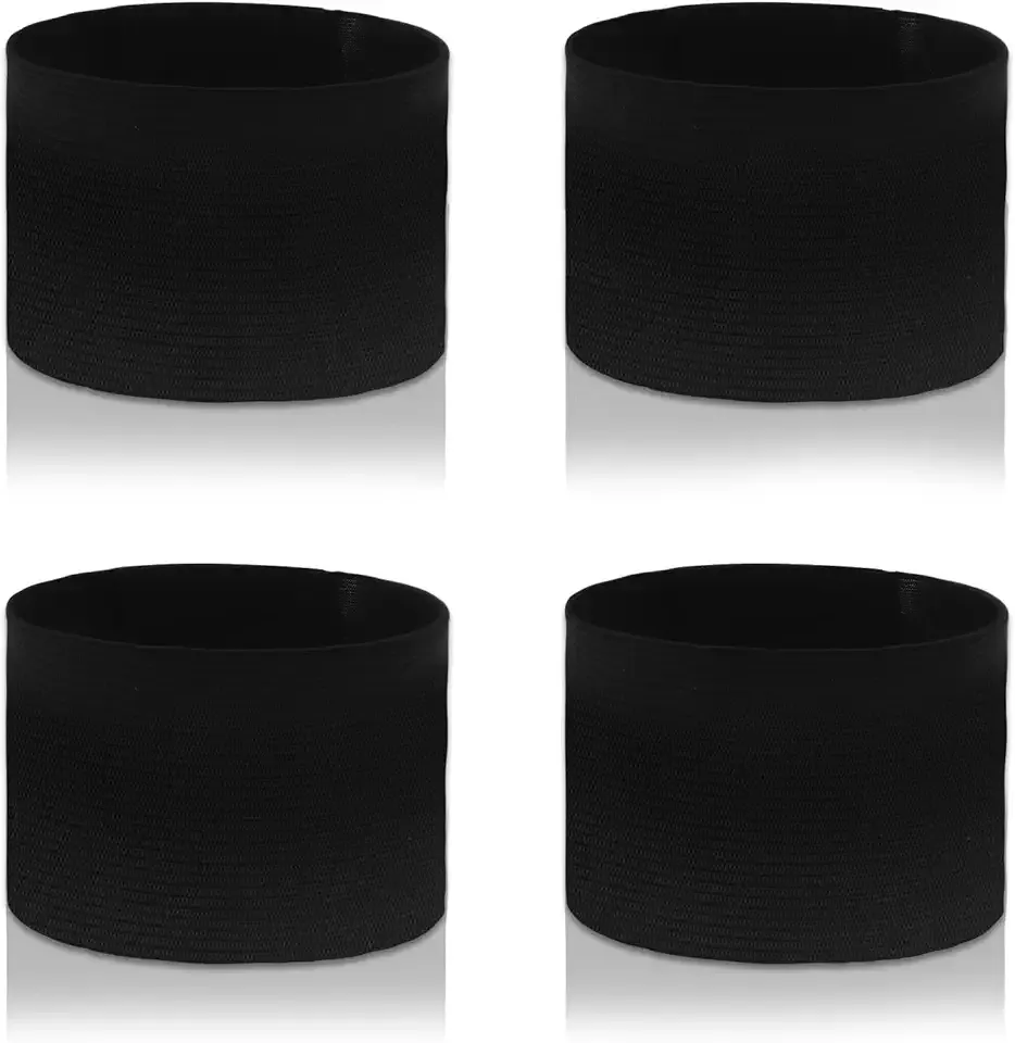 4 pcs Funeral Mourning Band, 1.96 x 11.81 Inch Black Elastic Arm Band, Adjustable Black Soccer Football Leader Armband, Team Sport Armbands Soccer Armbands for Basketball Volleyball