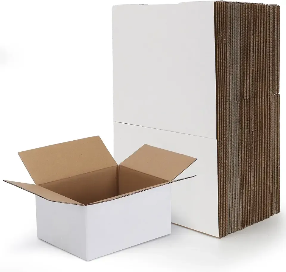 RLAVBL 8x6x4 Shipping Boxes Set of 40, White Corrugated Cardboard Box for Packing, Mailing, Business