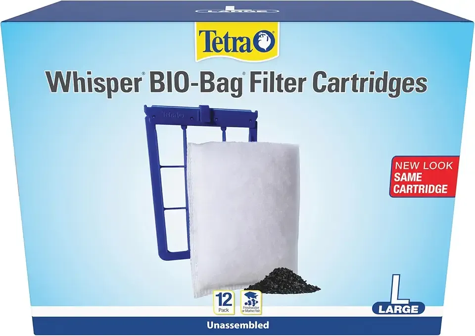 Tetra Whisper Bio-Bag Filter Aquarium Cartridges, Large Filter for Freshwater and Marine Fish, Removes Odors and Discoloration, Easy to Assemble, 12 Large Blue Filters