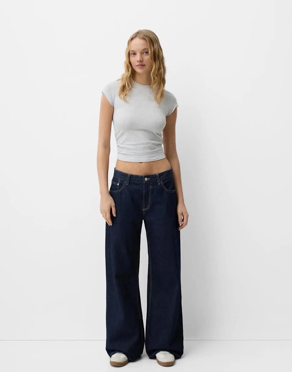 Bershka wide leg jeans in blue