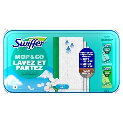 Mop & Go, Wet Pads Refill, Floor Cleaner, Cleaning Cloths, Fresh, 12ct