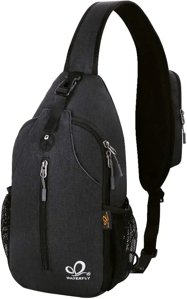 Crossbody Sling Backpack Sling Bag Travel Hiking Chest Bag Daypack (Black)