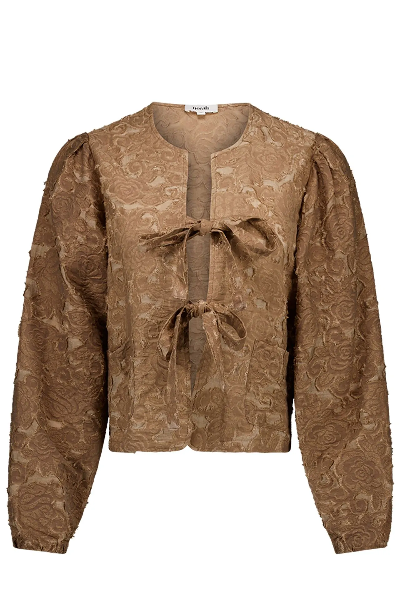 Bruine blouse met striksluiting