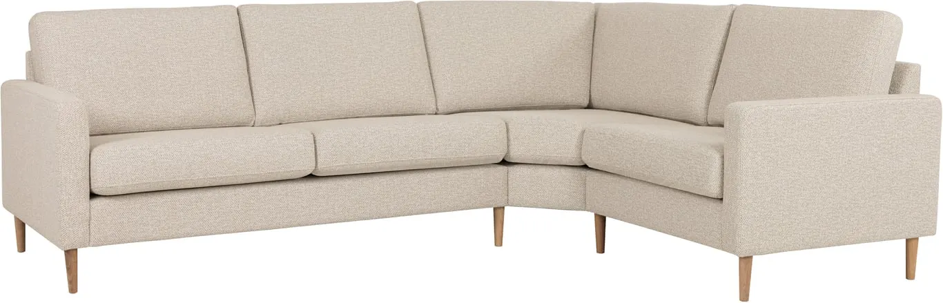 Modulsofa. 2,5 seter + hjørne + 1,5 seter, armlene J7 stoff 422 /11 Taffie Thule beige