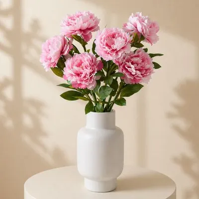 Zijden kunstbloemen | Boeket Pioenrozen
