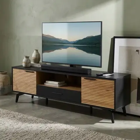 Mesa de TV Bellavista Roble y negro 154x44x40 cm