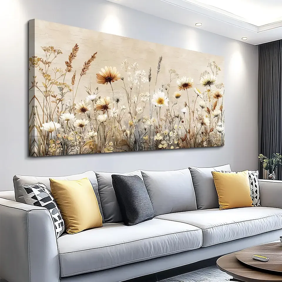 XIGUANGART Elegant Flowers Canvas Wall Art - Floral Pictures for Wall Decor, Large Framed Neutral Botanical Wall Art for Living Room, Paintings for Bedroom Bathroom Kitchen Office Farmhouse 30"x60"