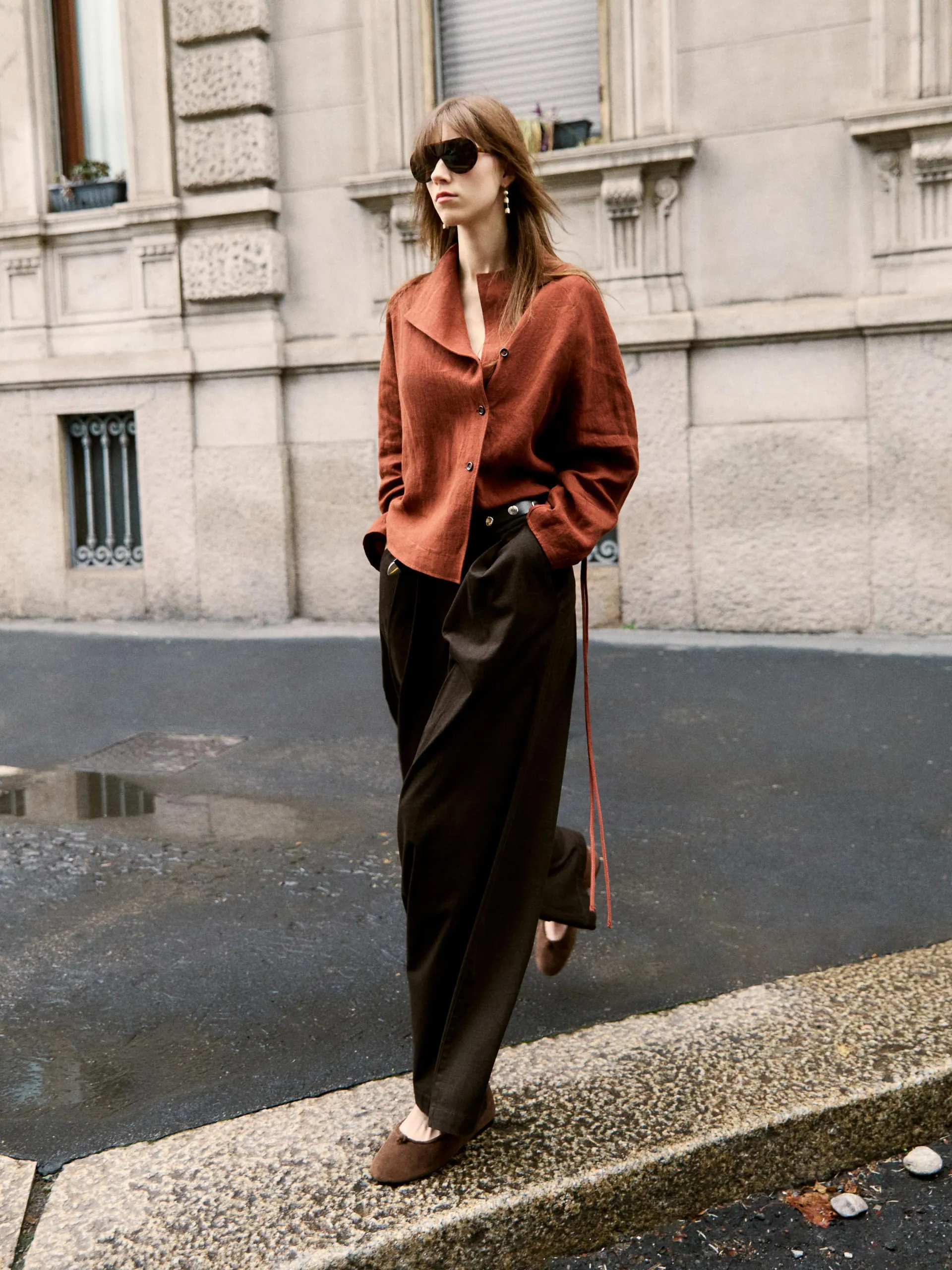 Kimono s knoflíky a vázáním ze 100% lnu