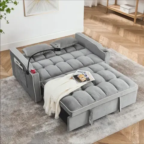 Sofa Cama Cuero Sintetico Base De Fierro Almacenable 140×98×82 cm