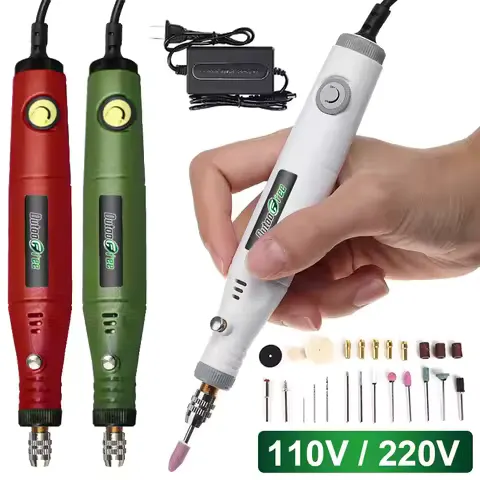 Power Tools Set Mini Rotary 110V/220V Variable Speed Engraving Pen Mini Electric Drill Dremel Grinder Rotary Power Tools Mini Drill Kit Set 18V