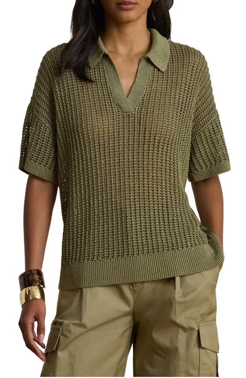 Lauren Ralph Lauren Linen Blend Knit Polo