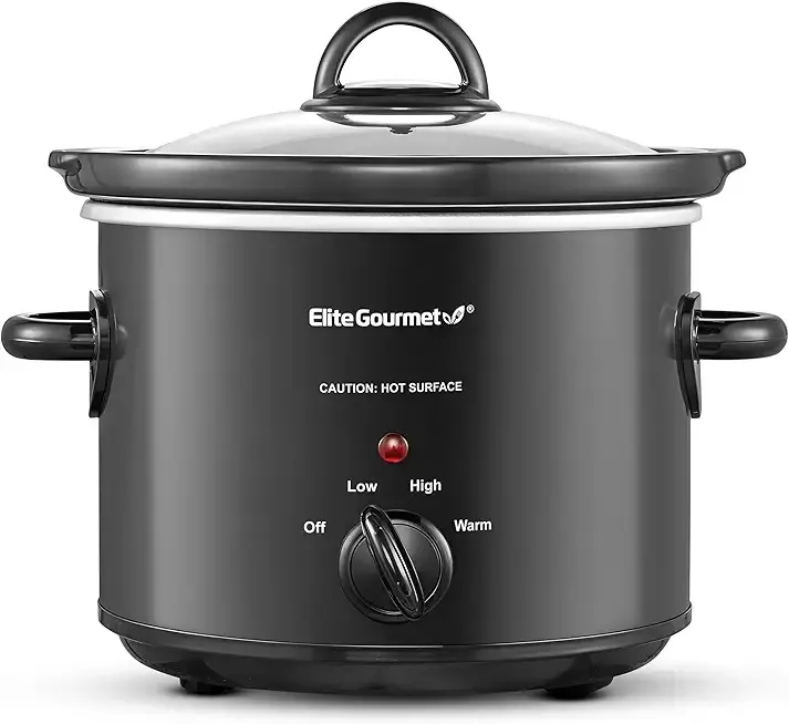 Elite Gourmet MST-350B Electric Slow Cooker, Adjustable Temp, Entrees, Sauces, Stews & Dips, Dishwasher Safe Glass Lid & Crock (3 Quart, Black)