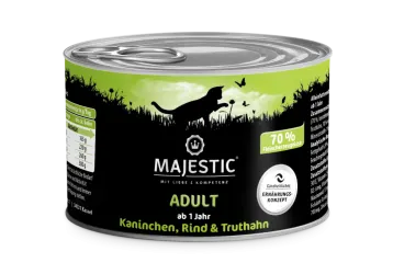 MAJESTIC mit Rind, Kaninchen und Truthahn für Katzen 6 x 200 g
