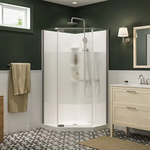 Lobelia 36L x 36W x 72H in. 3-in-1 Corner Shower Kit - Shower Stall Enclosure with Corner Drain Base, Wall, and Glass Shower Door in Chrome