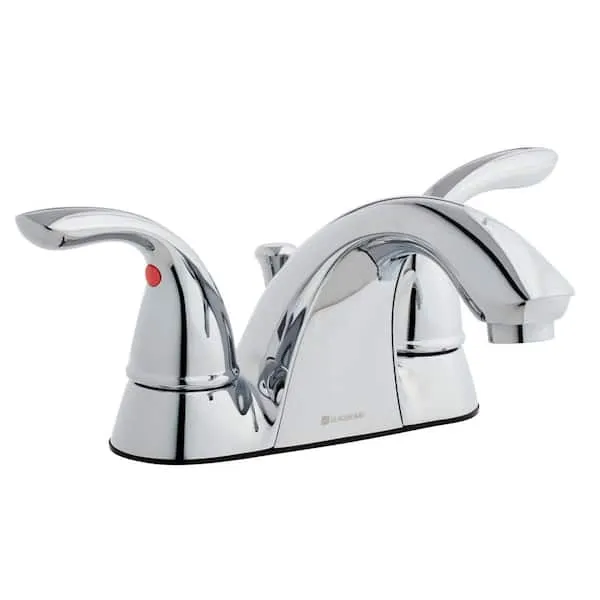 Glacier Bay Builders 4 in.​ Centerset Double Handle Low-​Arc Bathroom Faucet in Chrome