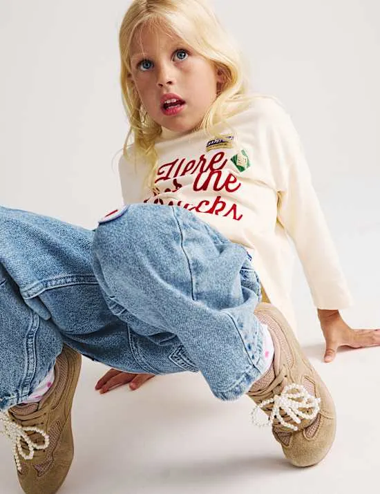 Denim Badge Barrel Leg Jeans (2-8 Yrs)