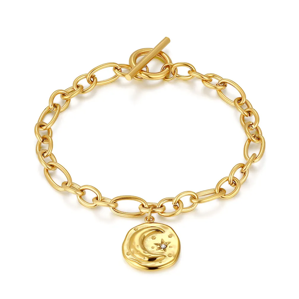 Armband in edelstaal, maan met ster