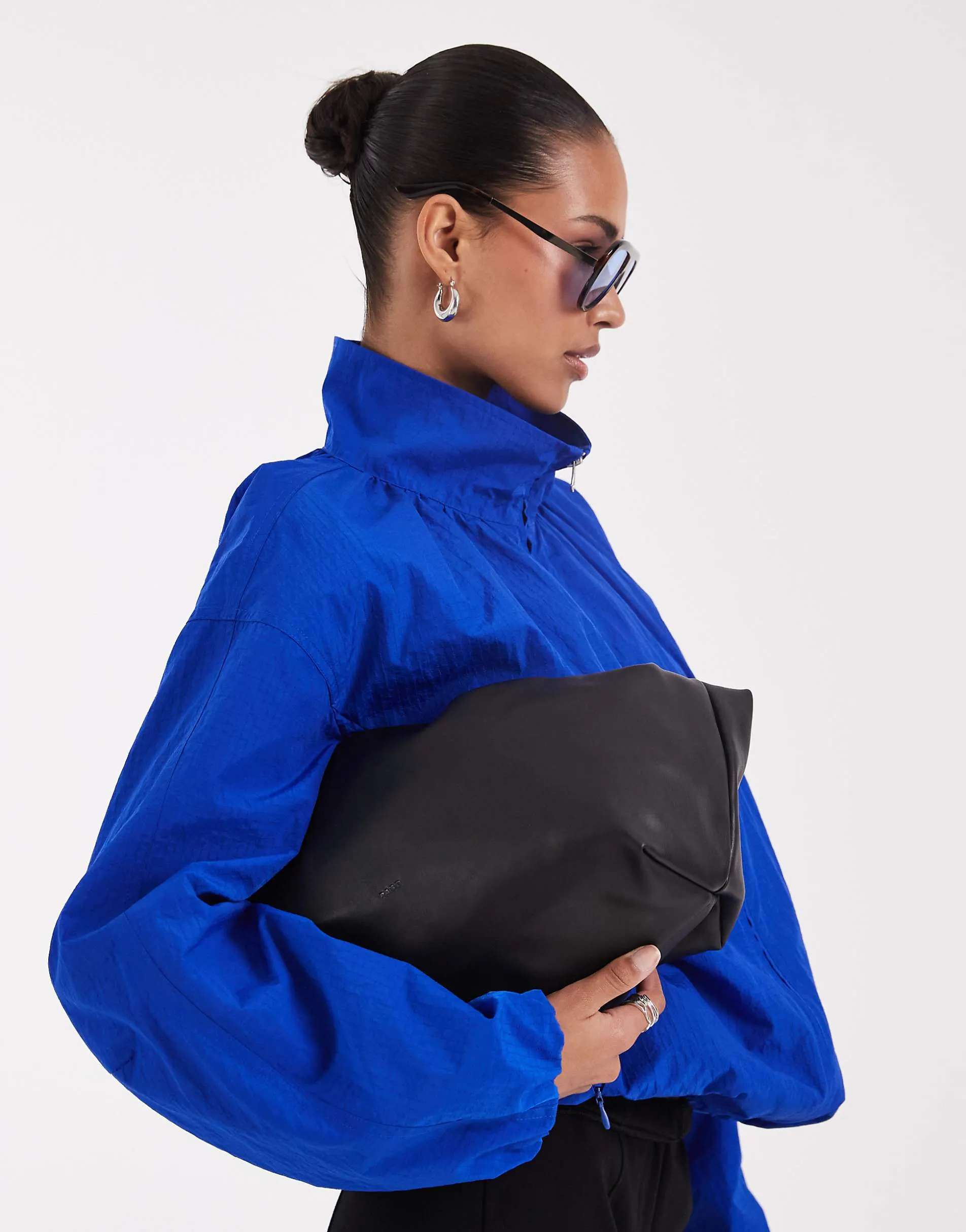 ASOS DESIGN oversized bubble hem track jacket in cobalt