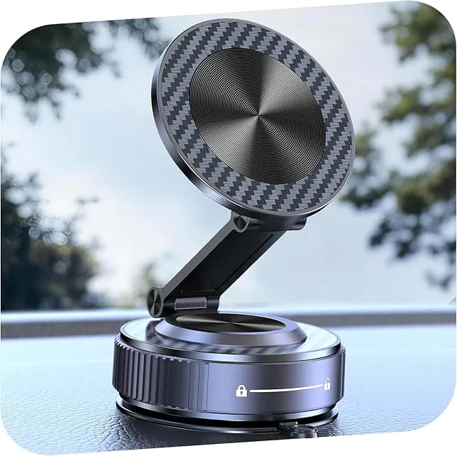 visnfa Vacuum Magnetic Phone Holders for Your Car [105+LBS Suction & 3800gf Magnetic] Magsafe Car Mount, 360° Adjustable Car Phone Holder Mount for Windshield/Mirror/Kitchen/Gym for iPhone & Android