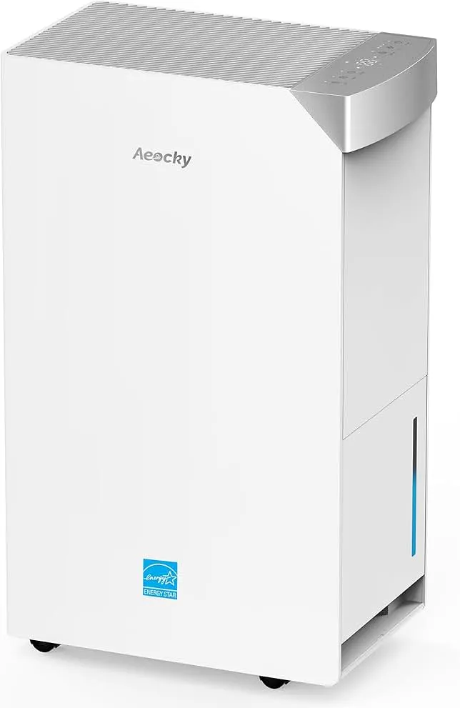 4500 Sq.Ft Most Efficient Energy Star 2024 Dehumidifier,AEOCKY Max 74 Pint/D(Standard 52Pint/D) Smart Compressor Dehumidifier with Drain Hose, Intelligent Humidistat,for Basement,Bedroom,Home,Bathroom