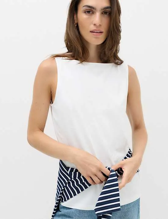 Cotton Rich Slash Neck Vest