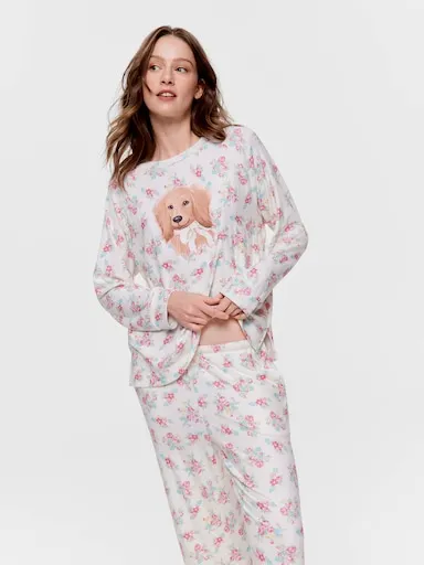 Ditsy Floral Dog Pointelle Sweater