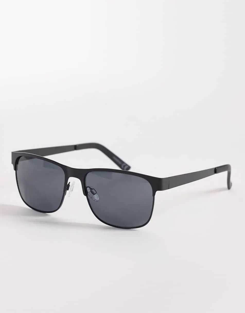 ASOS DESIGN retro sunglasses in matte black frame with smoke lens