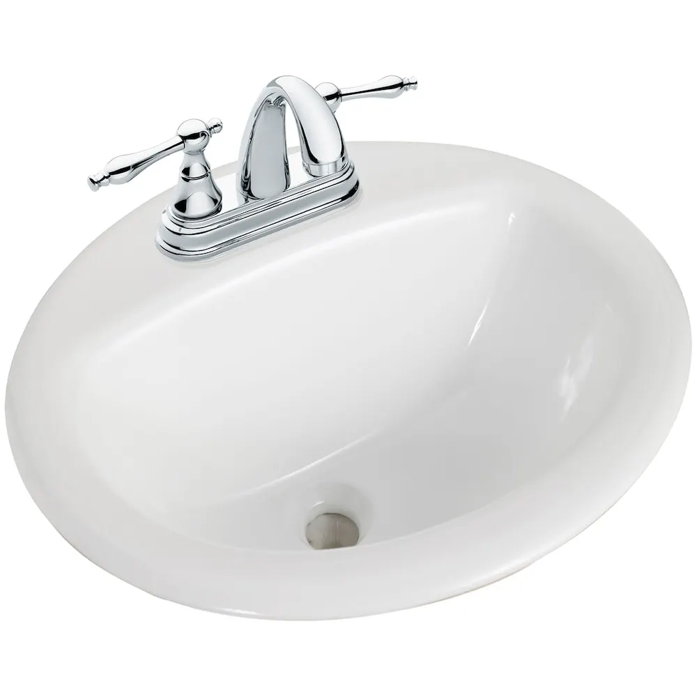 Glacier Bay Round Drop-In Bathroom Sink in White