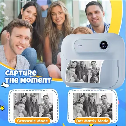 USB şarj desteği, tek dokunuşla baskı ve üç rulo termal fotoğraf kağıdı içeren anında termal dijital fotoğraf makinesi.
