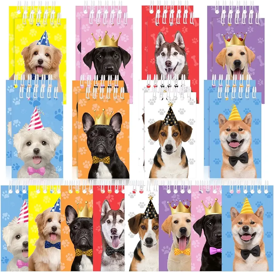 Gersoniel 24 Pcs Mini Dog Notepads Small Notebooks Dog Themed Party Favor Bulk Puppy Spiral Pocket Gifts Birthday Rewards Goody Bag Party Supplies, 2.36 x 3.94 Inch(Vivid Style)
