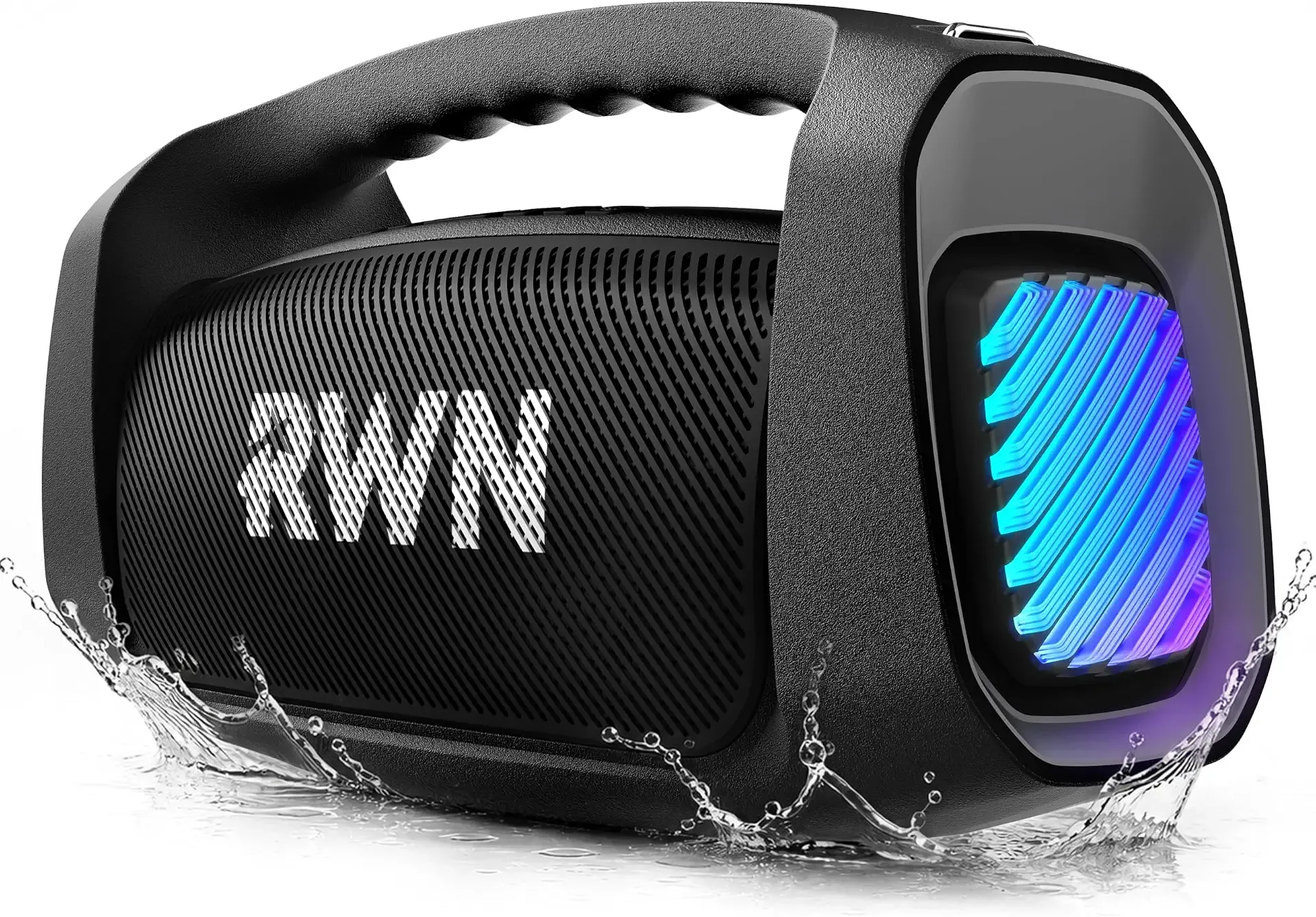 RWN Outdoor Bluetooth Speaker: 160W Loud Sound, IP67 Waterproof with 24H Playtime, Fast Charge, Bass, TWS, Portable Wireless Speakers with Light Show for House, Party, Projector, Beach (Black)