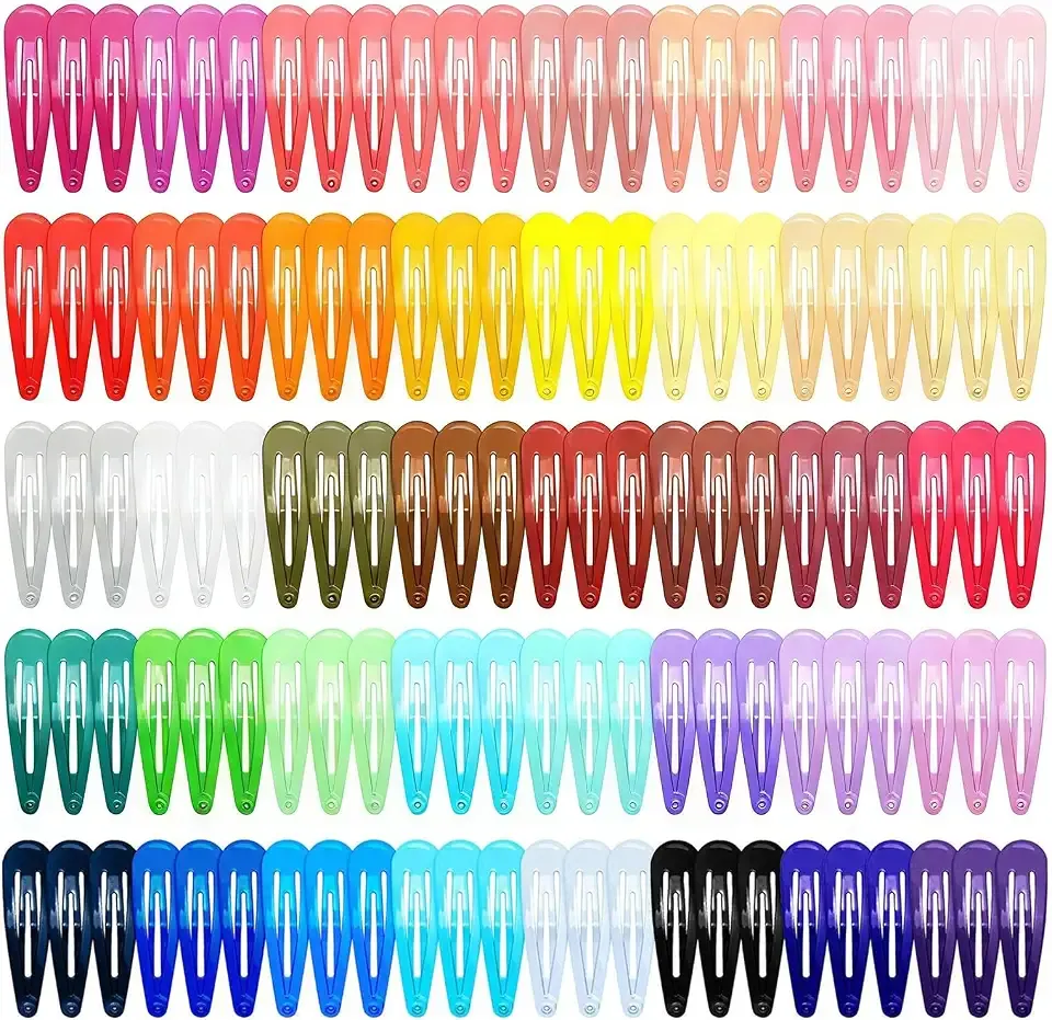 120 Pack Colorful Metal Snap Hair Clips, 2 Inch Barrettes in 40 Assorted Candy Colors, Non-Slip Hair Accessories for Kids Teens Women