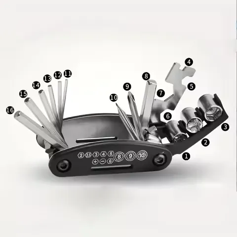 1pcs 16-In-1 Stainless Steel Portable Folding Multifunctional Tool with Hex Keys, Universal Screwdriver Kit & Combination Wrench - Compact Multipurpose Pocket Tool - Ideal Gift for Off-Road Motorcycles Maintenance