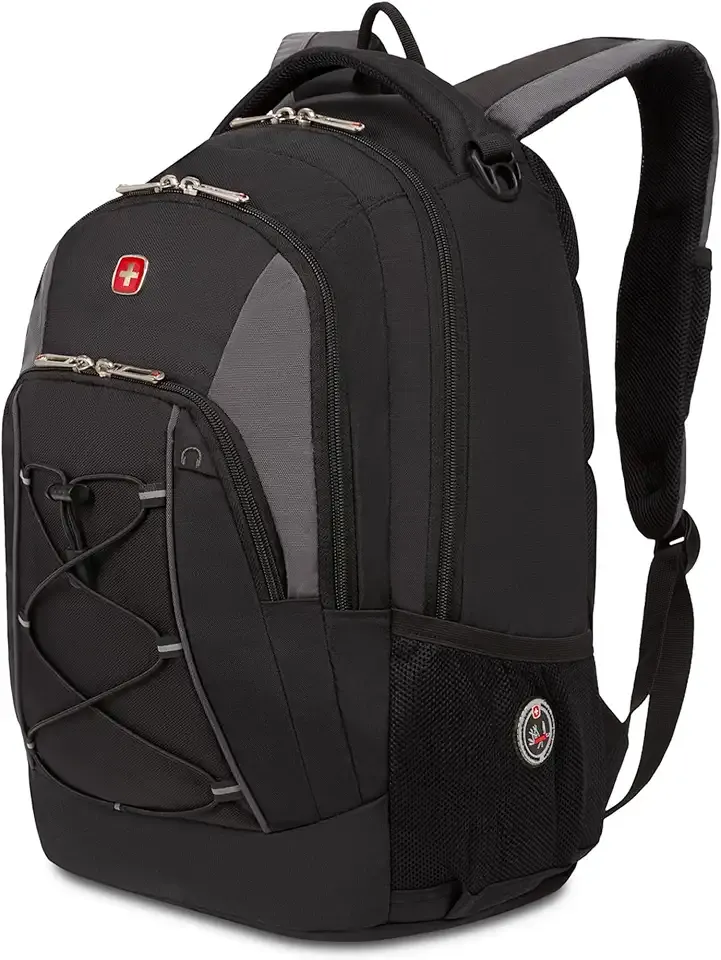 SwissGear 1186 Bungee Backpack, Black/Grey, 17-Inch