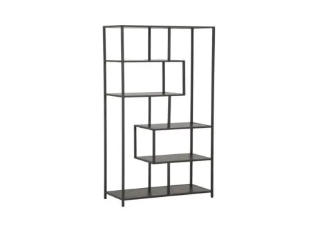 Opbergrek Tower 114x30x185cm - melamine - mat zwart