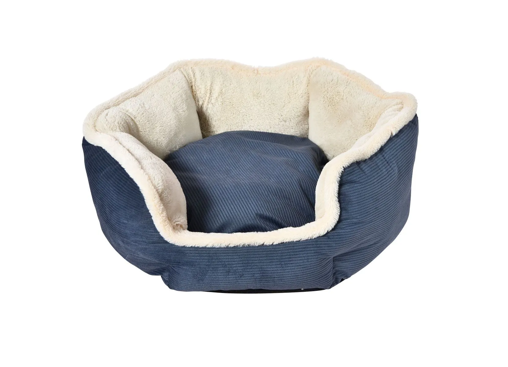 Kuschel-Hundebett aus Cord/Plüsch 55cm Dunkelblau