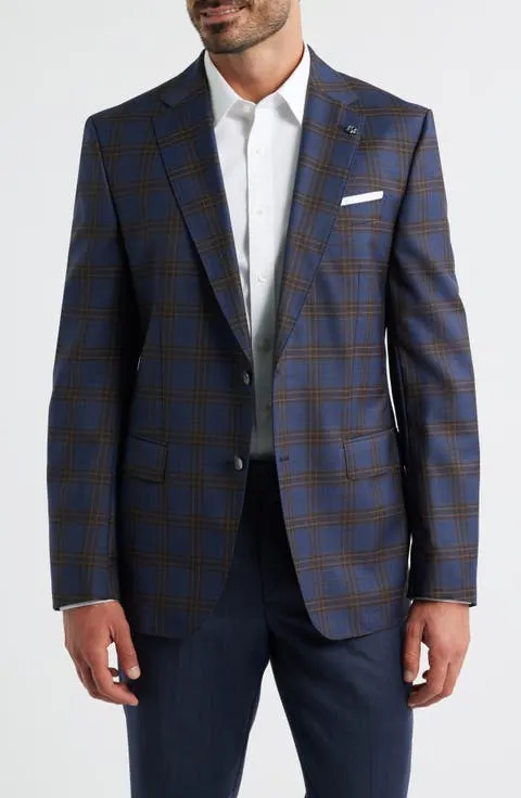 Hutson Slim Fit Navy Plaid Wool Sport Coat