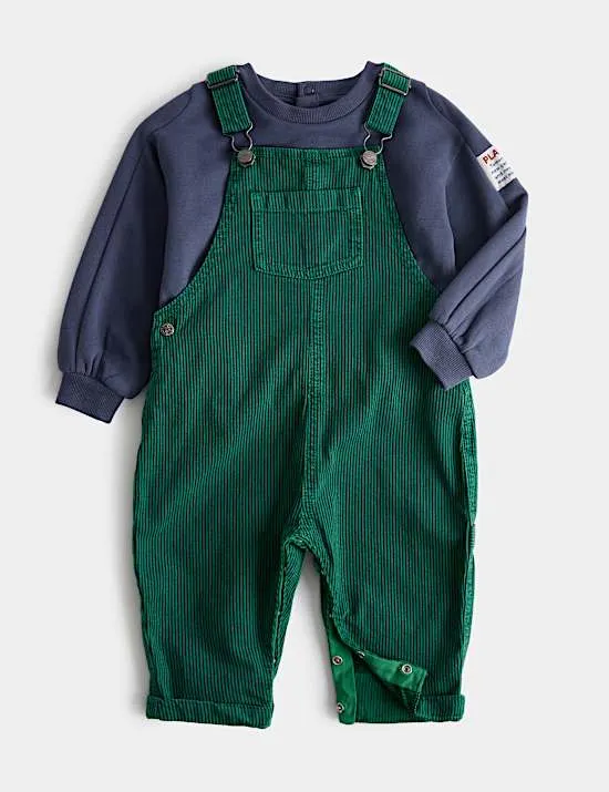 2 Piece Cotton Rich Dungarees Outfit (0 Mths-3 Yrs)